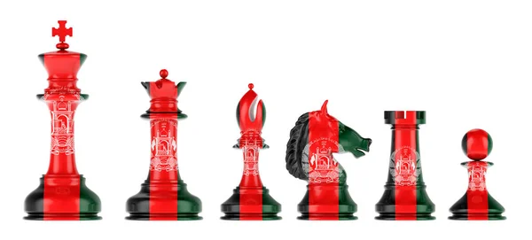 Chess Figures Afghan Flag Rendering Isolated White Background —  Fotos de Stock
