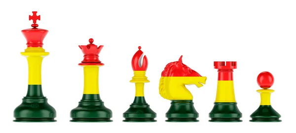 Chess Figures Bolivian Flag Rendering Isolated White Background — Foto de Stock