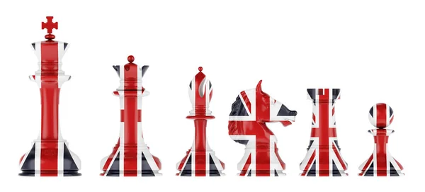 Chess Figures British Flag Rendering Isolated White Background — Stockfoto