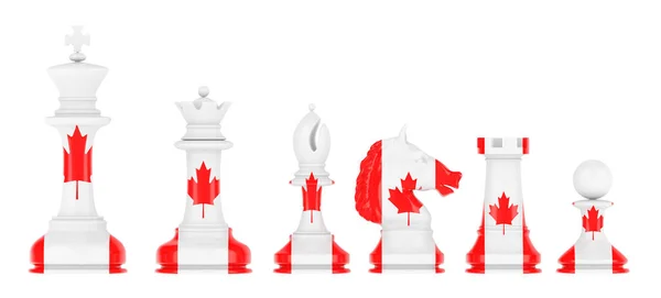 Chess Figures Canadian Flag Rendering Isolated White Background — ストック写真