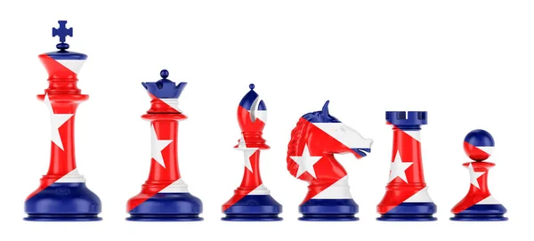 Chess Figures Cuban Flag Rendering Isolated White Background — ストック写真