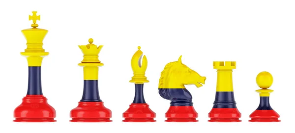 Chess Figures Colombian Flag Rendering Isolated White Background — ストック写真