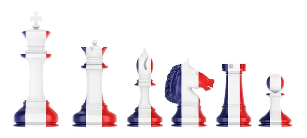 Chess Figures French Flag Rendering Isolated White Background — ストック写真