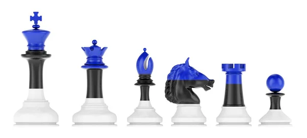 Chess Figures Estonian Flag Rendering Isolated White Background — ストック写真