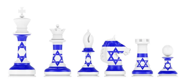 Chess Figures Israeli Flag Rendering Isolated White Background — Stockfoto