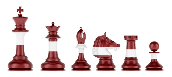 Chess Figures Latvian Flag Rendering Isolated White Background — ストック写真