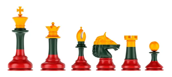 Chess Figures Lithuanian Flag Rendering Isolated White Background — Stock Fotó