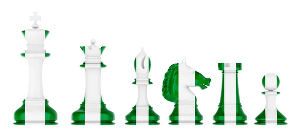 Chess Figures Nigerian Flag Rendering Isolated White Background —  Fotos de Stock
