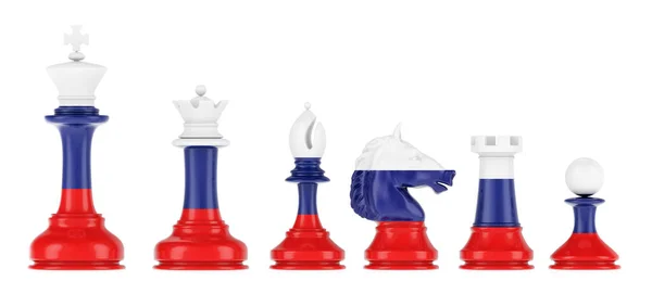 Chess Figures Russian Flag Rendering Isolated White Background — ストック写真