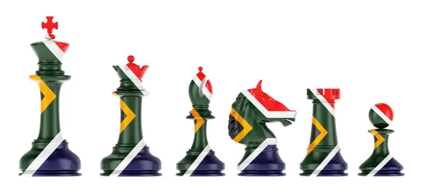 Figuras Ajedrez Con Bandera Sudafricana Representación Aislada Sobre Fondo Blanco — Foto de Stock