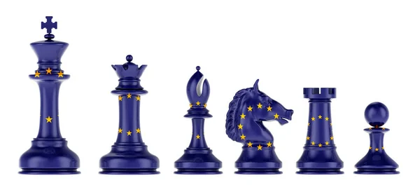 Chess Figures Flag Rendering Isolated White Background —  Fotos de Stock
