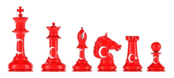 Figuras Xadrez Com Bandeira Turca Renderização Isolada Fundo Branco — Fotografia de Stock