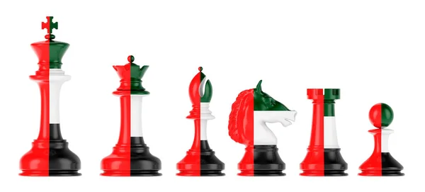 Chess Figures United Arab Emirates Flag Rendering Isolated White Background — ストック写真