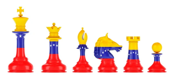 Chess Figures Venezuelan Flag Rendering Isolated White Background — ストック写真