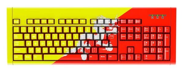 Bhutanese Flag Painted Computer Keyboard Rendering Isolated White Background — Φωτογραφία Αρχείου