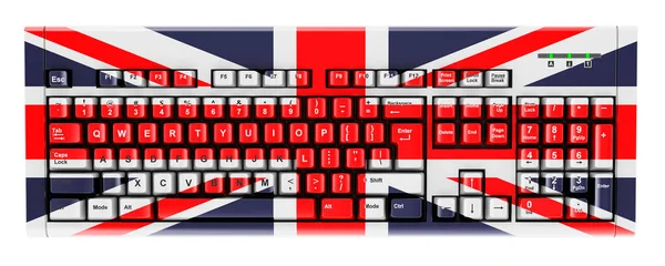 British Flag Painted Computer Keyboard Rendering Isolated White Background — Stock Photo, Image