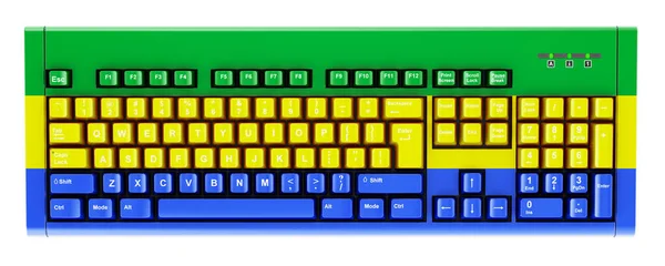 Gabonese Flag Painted Computer Keyboard Rendering Isolated White Background — Stock fotografie