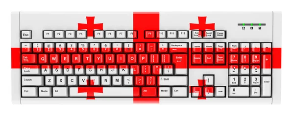 Georgian Flag Painted Computer Keyboard Rendering Isolated White Background — Stockfoto