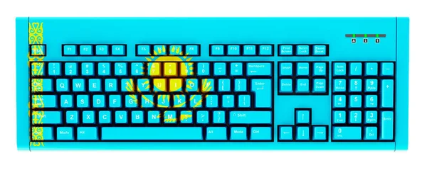 Kazakh Flag Painted Computer Keyboard Rendering Isolated White Background —  Fotos de Stock
