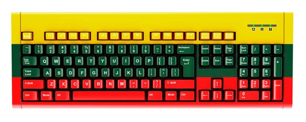 Lithuanian Flag Painted Computer Keyboard Rendering Isolated White Background — Φωτογραφία Αρχείου