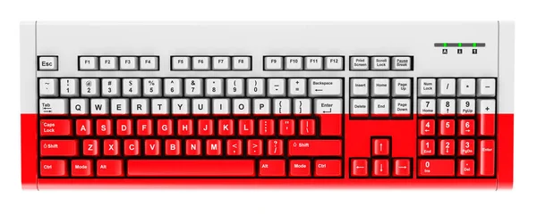 Polish Flag Painted Computer Keyboard Rendering Isolated White Background — Stok fotoğraf