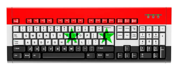 Syrian Flag Painted Computer Keyboard Rendering Isolated White Background — Φωτογραφία Αρχείου