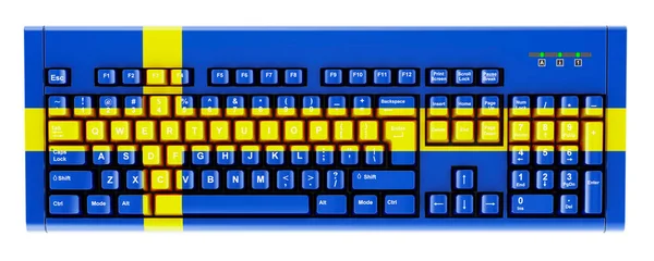 Swedish Flag Painted Computer Keyboard Rendering Isolated White Background —  Fotos de Stock