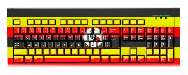 Ugandan Flag Painted Computer Keyboard Rendering Isolated White Background — Foto de Stock