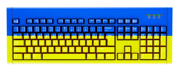 Ukrainian Flag Painted Computer Keyboard Rendering Isolated White Background —  Fotos de Stock