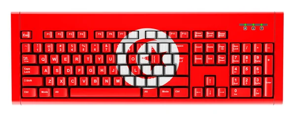 Tunisian Flag Painted Computer Keyboard Rendering Isolated White Background — Stockfoto
