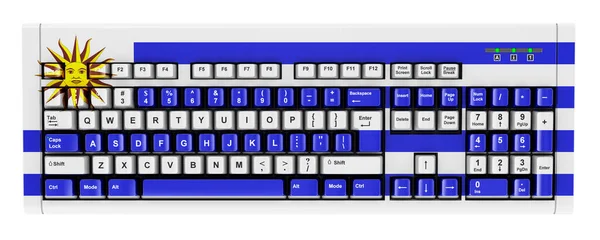 Uruguayan Flag Painted Computer Keyboard Rendering Isolated White Background — Φωτογραφία Αρχείου