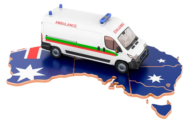 Emergency Medical Services Australia Ambulance Van Australian Map Rendering Isolated — Stockfoto