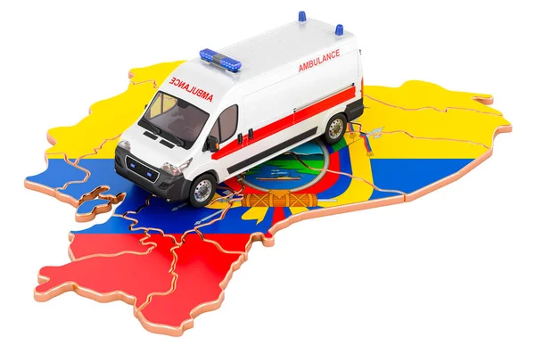 Emergency Medical Services Ecuador Ambulance Van Ecuadorian Map Rendering Isolated — 스톡 사진