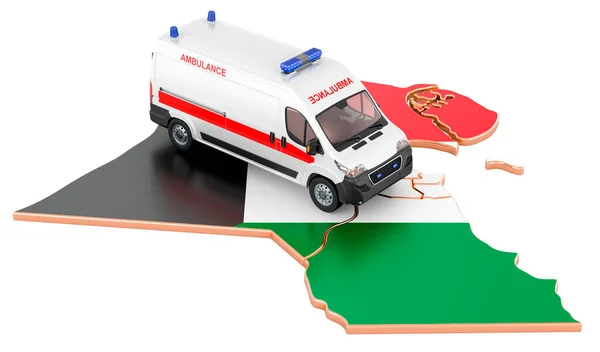 Emergency Medical Services Kuwait Ambulance Van Kuwaiti Map Rendering Isolated — Stockfoto