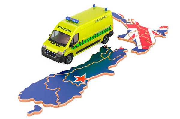 Emergency Medical Services New Zealand Ambulance Van New Zealand Map — Stockfoto