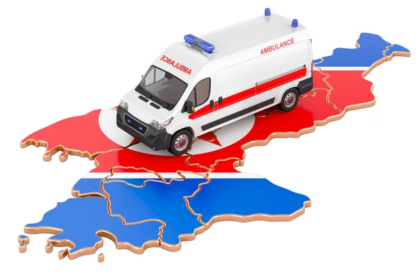 Emergency Medical Services North Korea Ambulance Van North Korean Map — Stockfoto