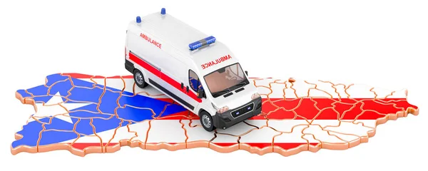 Serviços Médicos Emergência Porto Rico Uma Carrinha Ambulância Mapa Porto — Fotografia de Stock