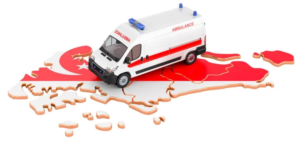 Emergency Medical Services Singapor Ambulance Van Singaporean Map Rendering Isolated — 스톡 사진