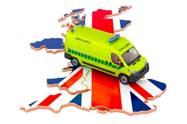 Pogotowie Medyczne Wielkiej Brytanii Furgonetka Karetki Brytyjskiej Mapie Rendering Izolowany — Zdjęcie stockowe