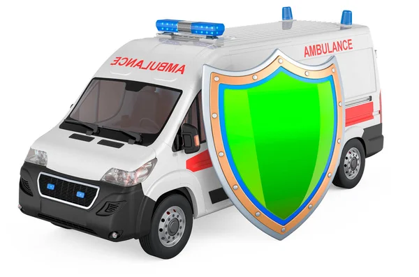 Camion Ambulanza Con Scudo Rendering Isolato Sfondo Bianco — Foto Stock
