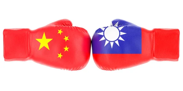 Boxing Gloves Taiwan China Flags Governments Conflict Concept Rendering Isolated — Foto de Stock