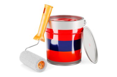Armenian flag on the paint can, 3D rendering isolated on white background		