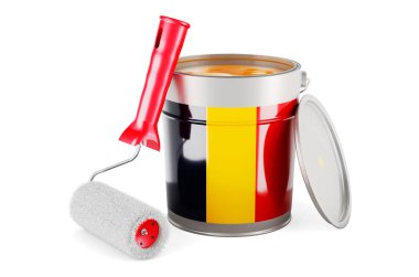 Chadian flag on the paint can, 3D rendering isolated on white background	