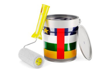 Central African Republic flag on the paint can, 3D rendering isolated on white background				