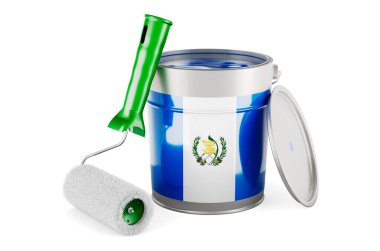 Guatemalan flag on the paint can, 3D rendering isolated on white background			