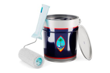 Guamanian flag on the paint can, 3D rendering isolated on white background	