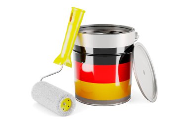 German flag on the paint can, 3D rendering isolated on white background