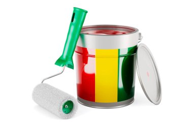 Guinean flag on the paint can, 3D rendering isolated on white background