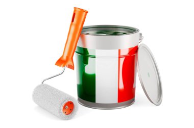 Irish flag on the paint can, 3D rendering isolated on white background