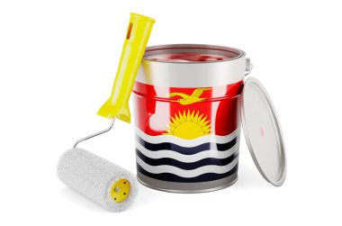 Kiribatian flag on the paint can, 3D rendering isolated on white background			